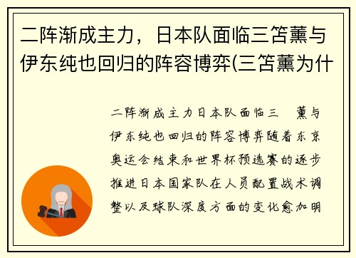 二阵渐成主力，日本队面临三笘薰与伊东纯也回归的阵容博弈(三笘薰为什么不能打首发)